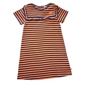 NEW Cadet Rousselle Orange Fall Striped Dress Squirrel Ruffle Size 5